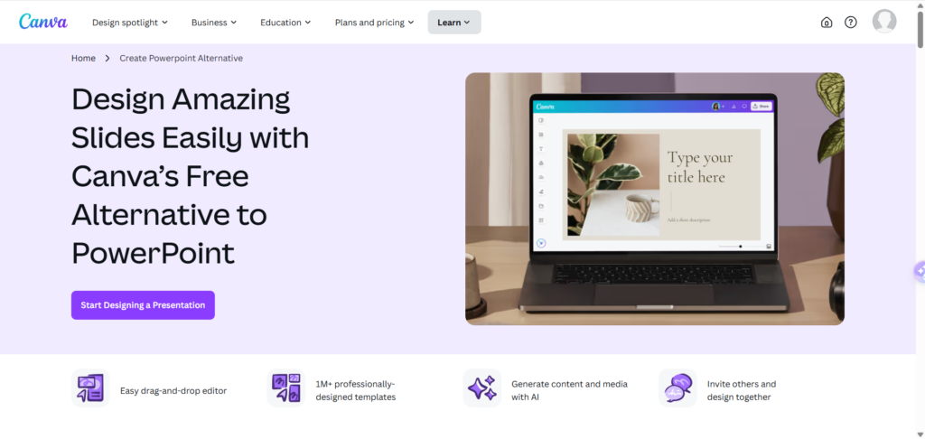 4. Canva — Unlock Endless Design Possibilities - AI PPT Maker