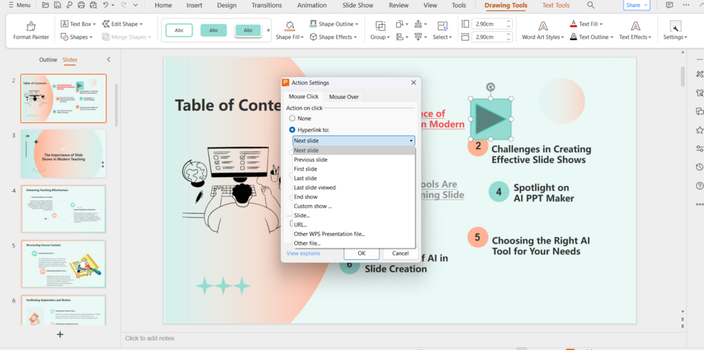 1. Place it on your PowerPoint table of contents slide - AI PPT Maker