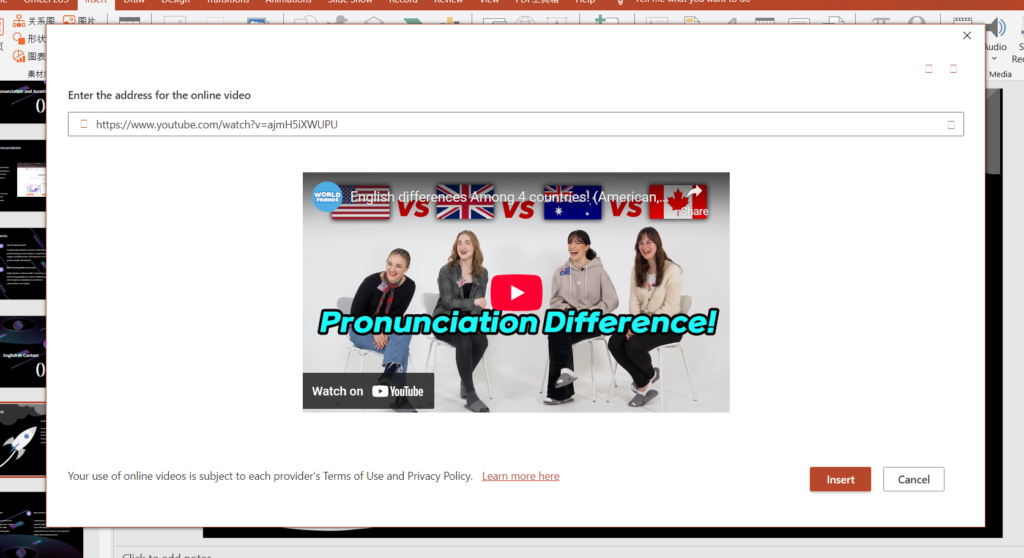 Step 4：Paste the Link and Click Insert 