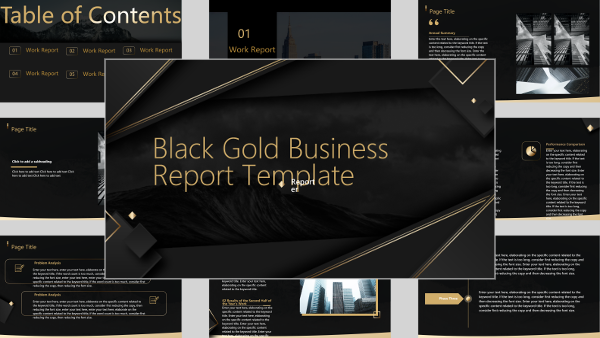 Black and Gold Business Work Report Presentation - AI PPT Maker