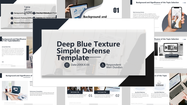 Dark Blue Textured Minimalist Defense Template - AI PPT Maker